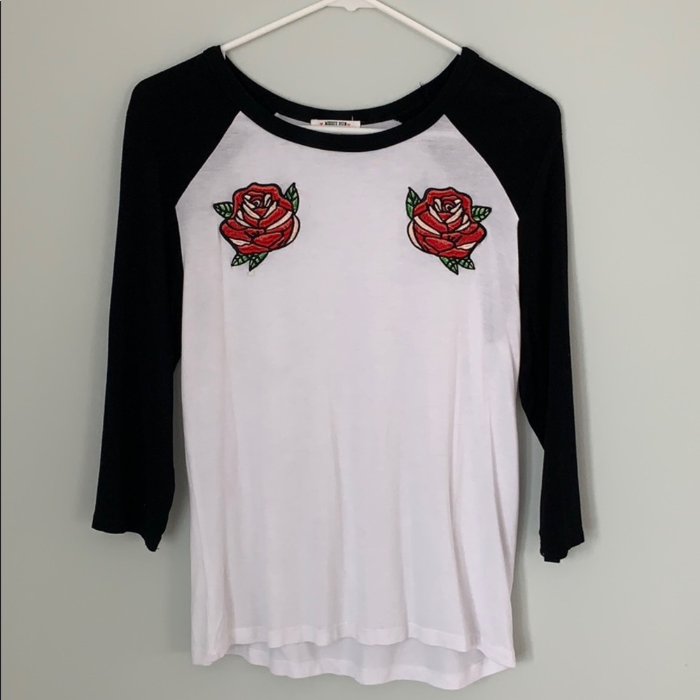 Baseball tee with roses